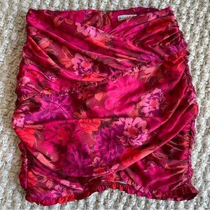 For Love & Lemons Alia red floral mini skirt
